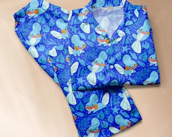 Mudkip Pajama Set Anime Inspired Sleepwear Cosplay  Kawaii Loungewear Gift for Anime Fans