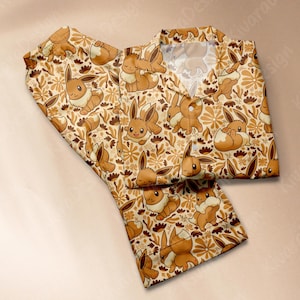 Eevees Pajamas Set Cuteness Legendary Evolution Anime Loungewear Polyester Blend Couples Manga Gifts