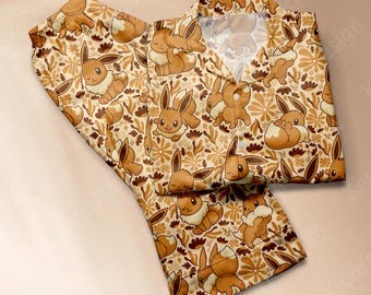Eevees Pyjamas Set Niedlichkeit Legendary Evolution Anime Loungewear Polyester Mischung Paare Manga Geschenke