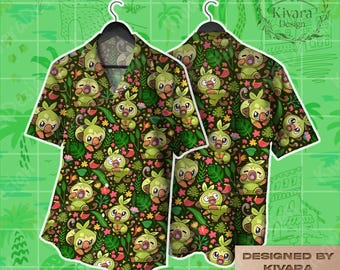 Grookey Hawaiian Shirt Grass Type Cute Anime Shirt Shorts Beach Shirt Monkey Grass Video Game Gifts