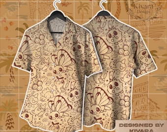 Conjunto de camisa hawaiana con estampado de insectos, estilo tropical, pantalones cortos Aloha, regalo de videojuego