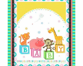 ABC BABY Fabric Quilt Baby Panel 100% Cotton Woven Fabric