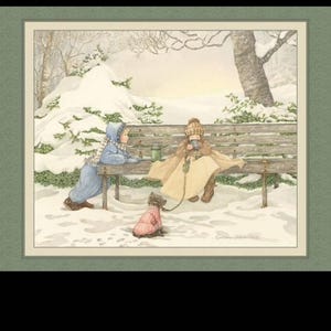 WALK in the PARK Fabric Quilt Panel 100% Cotton, Girls, Dog