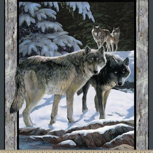 Silver Wolf SPRINGS CREATIVE Fabric Quilt Panel 100% Cotton, Wildlife