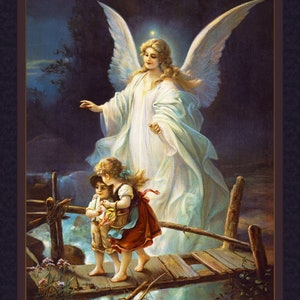 GUARDIAN ANGEL Spiritual Christmas Fabric Quilt Panel 100% Cotton Woven Fabric