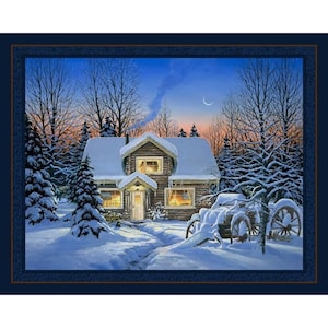 COMFORTS OF HOME  Fabric Quilt Panel 100% Cotton, Landscape, Snow