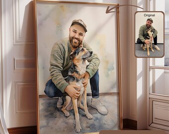 Personalized pet portraits with pet photo | Digital dog portraits cat portraits | Custom pet art and drawing