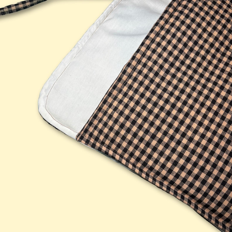 Classic Brown Gingham Laptop Sleeve | Quilted Laptop Case with Bow | Stylish MacBook Cover | Vintage-Inspired Computer Sleeve image 2