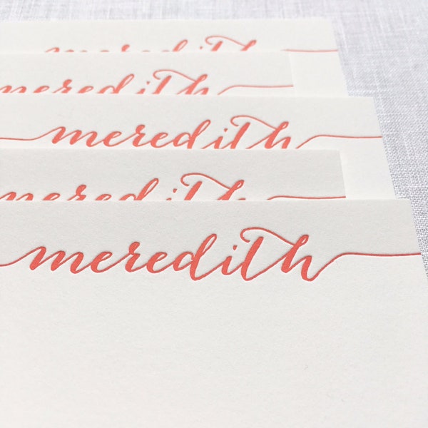 Calligraphy Custom Letterpress Stationery - Personalized Note Set - First Anniversary Gift - Custom Letterpress Wedding Thank You Notes
