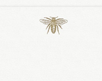 Antique Bee Letterpress Note Set - Set of 6 Flat Notes - Mother’s Day Gift, Stationery for mom or gardener