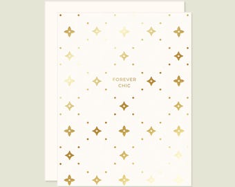 Tarjeta de cumpleaños Floret Forever Chic - Inspirada en el diseño francés con detalles en lámina dorada