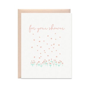 Letterpress Floral Shower Card: Rose Gold Envelope