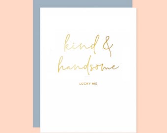 Belle et gentille carte d'anniversaire en feuille d'or pour mari