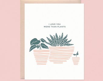 Carte typographique Je t'aime plus que des plantes