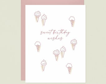 Letterpress Ice Cream Birthday Card: Sweet Birthday Wishes