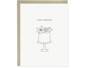 Wedding Cake Letterpress Card - Happy Wedding Card, Congratulations on Your Wedding Card, Modern Wedding Card, Minimalist Wedding Card