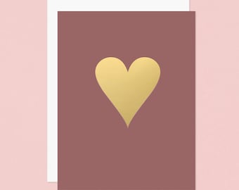 Carte coeur feuille d'or : amour, anniversaire, Saint-Valentin