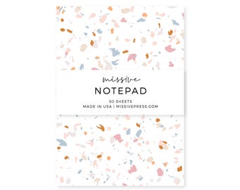 Multicolor Terrazzo Notepad: Confetti Desk List Pad, 50 Sheets