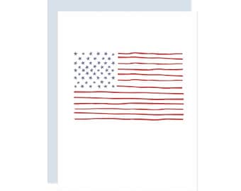 Stars and Stripes Letterpress Card, Letterpress Fourth of July Card, American Flag, Independence Day, 4th of July, Memorial Day, Veterans
