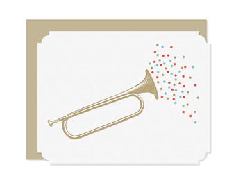 Carte typographique corne confettis : anniversaire, félicitations, remise des diplômes