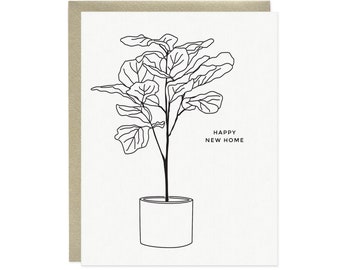 Fiddle Leaf Fig Tree New Home Card, Happy New Home Card, Congratulations on Your New Home Card, Fiddle Leaf Fig Card, Housewarming Card