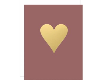 Heart of Gold Card - Modern Gold Foil Heart Card, Modern Love Card, Minimalist Heart Card, I Love You, Valentine's Day, Anniversary