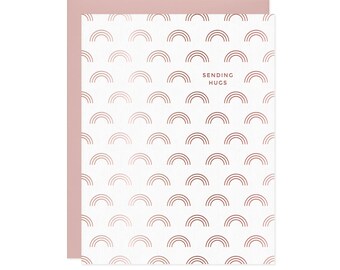 Rose Gold Foil Rainbow Card: Sending Hugs