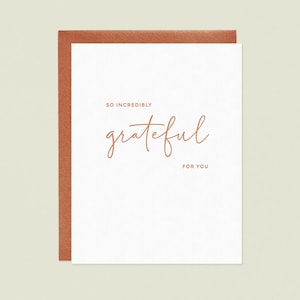 Grateful For You Card - Letterpress Thank You Card, Letterpress Thanksgiving Card, Gratitude Card