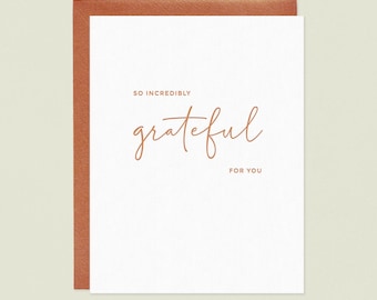 Grateful For You Letterpress Thank You Card