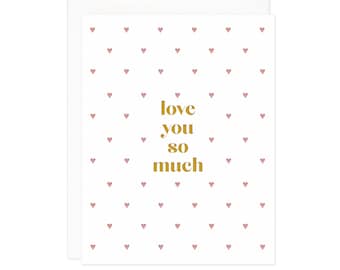Love You So Much Card - Letterpress Valentine's Day Card, Heart Print Card, Modern Love Card, Minimalist Love Card, Friendship Card