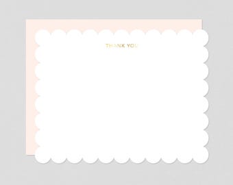 Gold Foil Thank You Scalloped Note Set