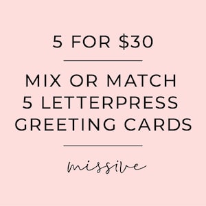 Letterpress Greeting Card Bundle: Mix & Match Any 5 Cards