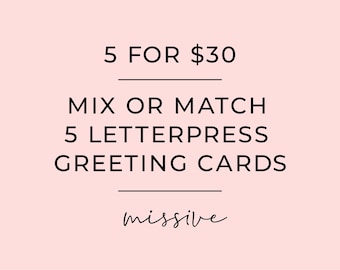 Lot de cartes de vœux typographiques : combinez 5 cartes au choix
