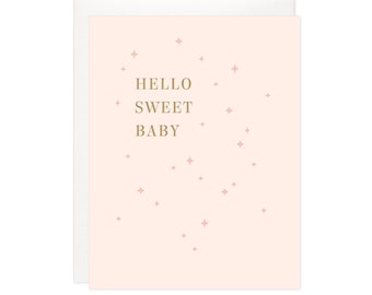 Hello Sweet Baby Card - Letterpress New Baby Card, Baby Girl Letterpress Card, Baby Boy Card, Modern Baby Card, Minimalist Baby Card