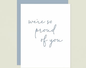 Letterpress Graduation Card: We're So Proud of You - Minimalist Design