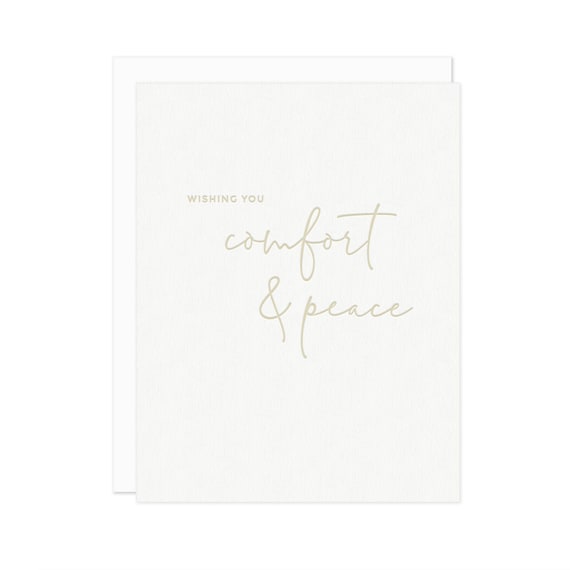 Letterpress Sympathy Card: Comfort and Peace, Thinking of You