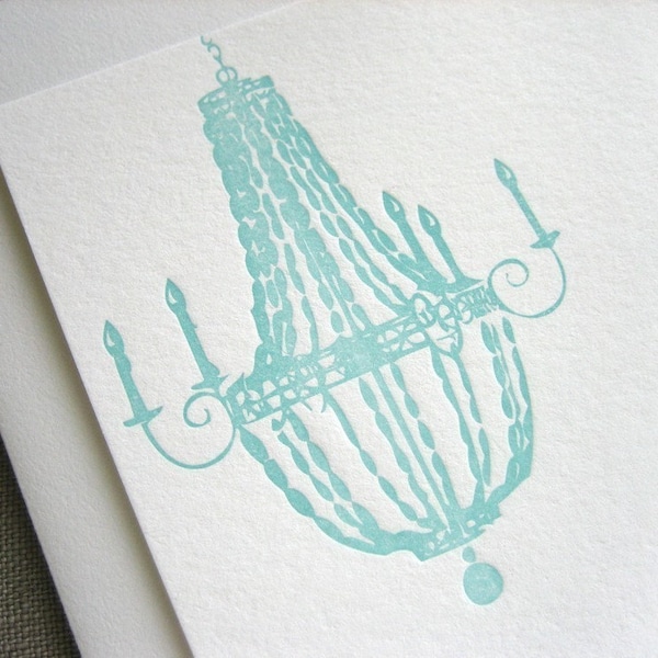 Chandelier Letterpress Stationery - Set of 6 Flat Notes