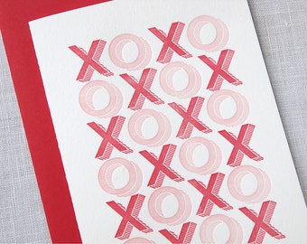 Sale XOXO Letterpress Card - Hugs and Kisses Card, Thinking of You Card, Love You Card, Friendship Card, Valentine