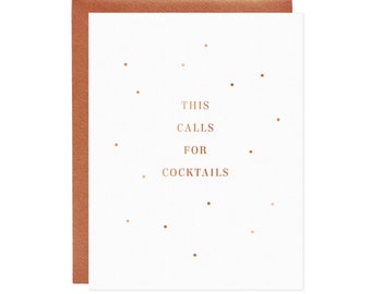 Cette carte appelle à un cocktail : feuille de cuivre pour félicitations ou anniversaire