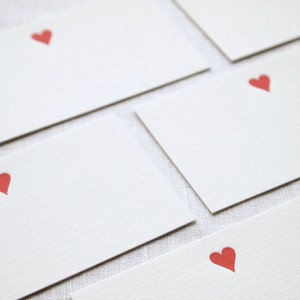 Letterpress Heart Lunch Box Notes, Heart Letterpress Little Notes or Gift Tags, Pack of 8, Kids Valentines, Mini Notes, Heart Place Cards