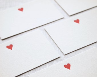 Letterpress Heart Lunch Box Notes, Heart Letterpress Little Notes or Gift Tags, Pack of 8, Kids Valentines, Mini Notes, Heart Place Cards