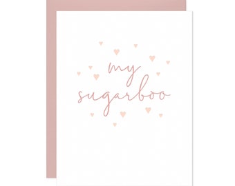 My Sugarboo Card - Letterpress Love Card, Modern Love Card, My Sugar Boo, Valentine, Love You, Romantic, Anniversary Card