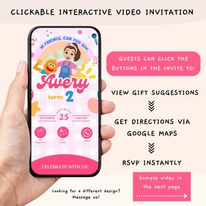 Ms. Rachel E-vite, Ms. Rachel Invitation, Birthday Invitation, Digital Invitation, Ms, Rachel Invite Pin