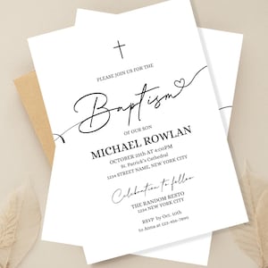 Baptism Invitation Template, Modern Baptism Invite, Minimalist Baptism Invite, Simple Baptism Invite, Minimal Aesthetic, MB01