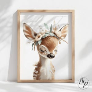 Poster Reh Waldtiere Kinderzimmer Bild Babyzimmer Deko braun beige boho Wandbild Digital Download Minimalistic Nursery Toddler Kids neutral