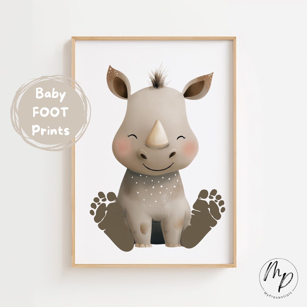 Baby Fu abdruck Bild Nashorn Zum Drucken Und Selber Erstellen baby-fu-abdruck-bild-nashorn-zum-drucken-und-selber-erstellen