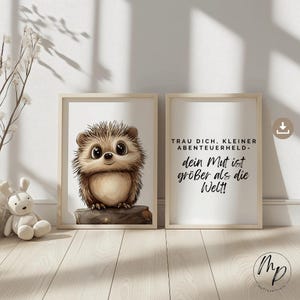 Mutmach Igel Poster-Set Spruch Kinderzimmer Babyzimmer Mädchen Junge neutral minimalistisch Deko Bilder Boho Wandkunst Digitaler Download