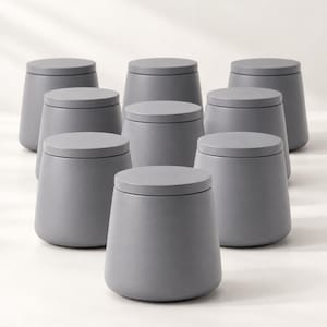 Wholesale 8 oz Concrete Candle Jars with Lids, Bulk Empty Vessels, Sets of 9-100