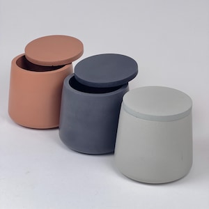 Handmade Concrete Jar with Lid: Candle vessel & Modern Trinket Storage | Wholesale