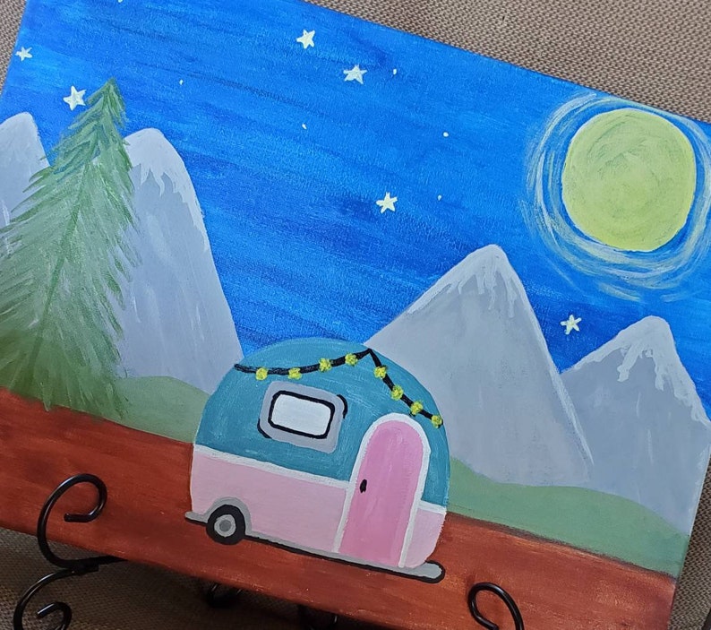 Little Camper Acrylic Painting Wall Art Vacation Camping Etsy